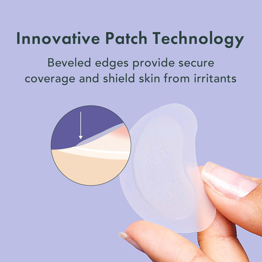 Rael pimple patches coverage area demonstrates large patch size for chin, nose, and cheeks.