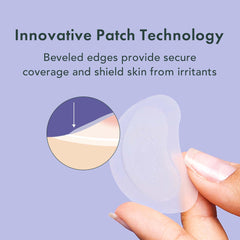 Rael pimple patches coverage area demonstrates large patch size for chin, nose, and cheeks.