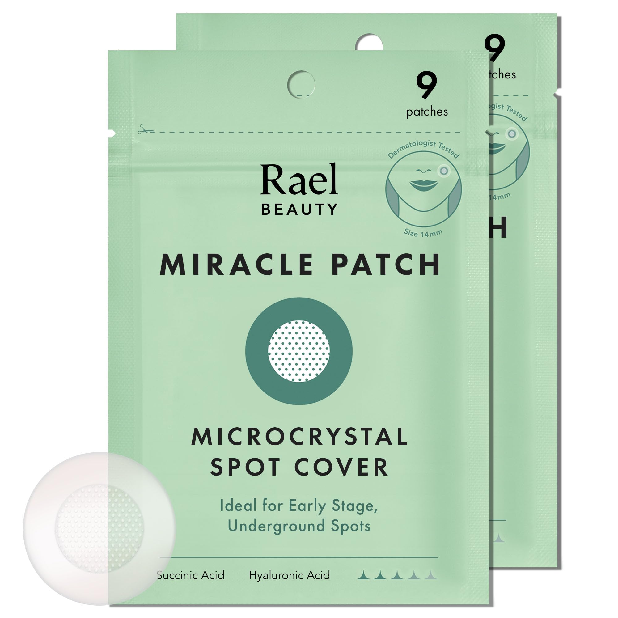 Rael pimple patches microcrystal box closeup for clear skin prep