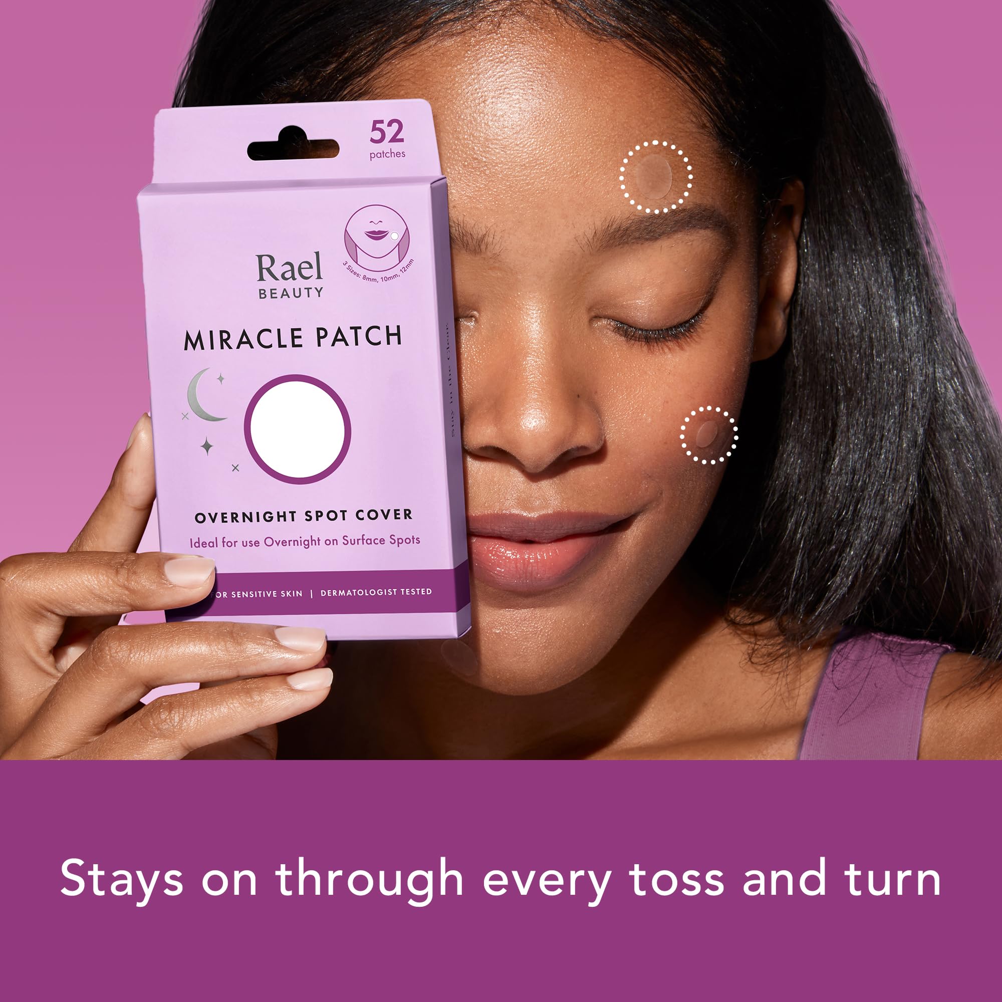 Rael pimple patches night-adhesion image demonstrates overnight staying power