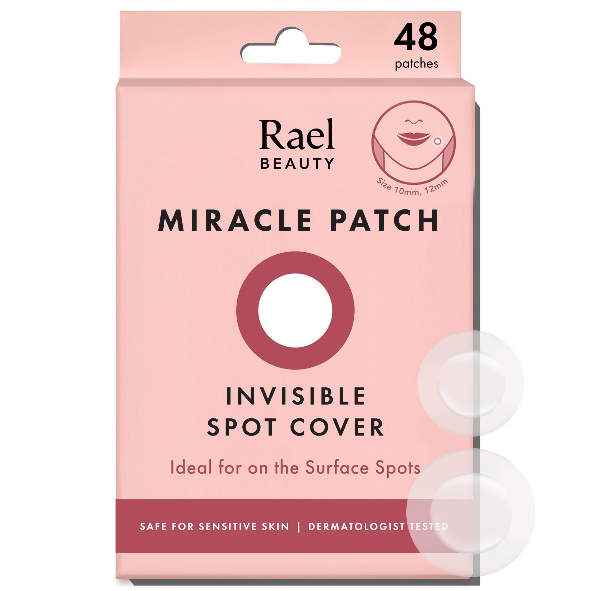 Rael pimple patches packaging shows discreet hydrocolloid care.