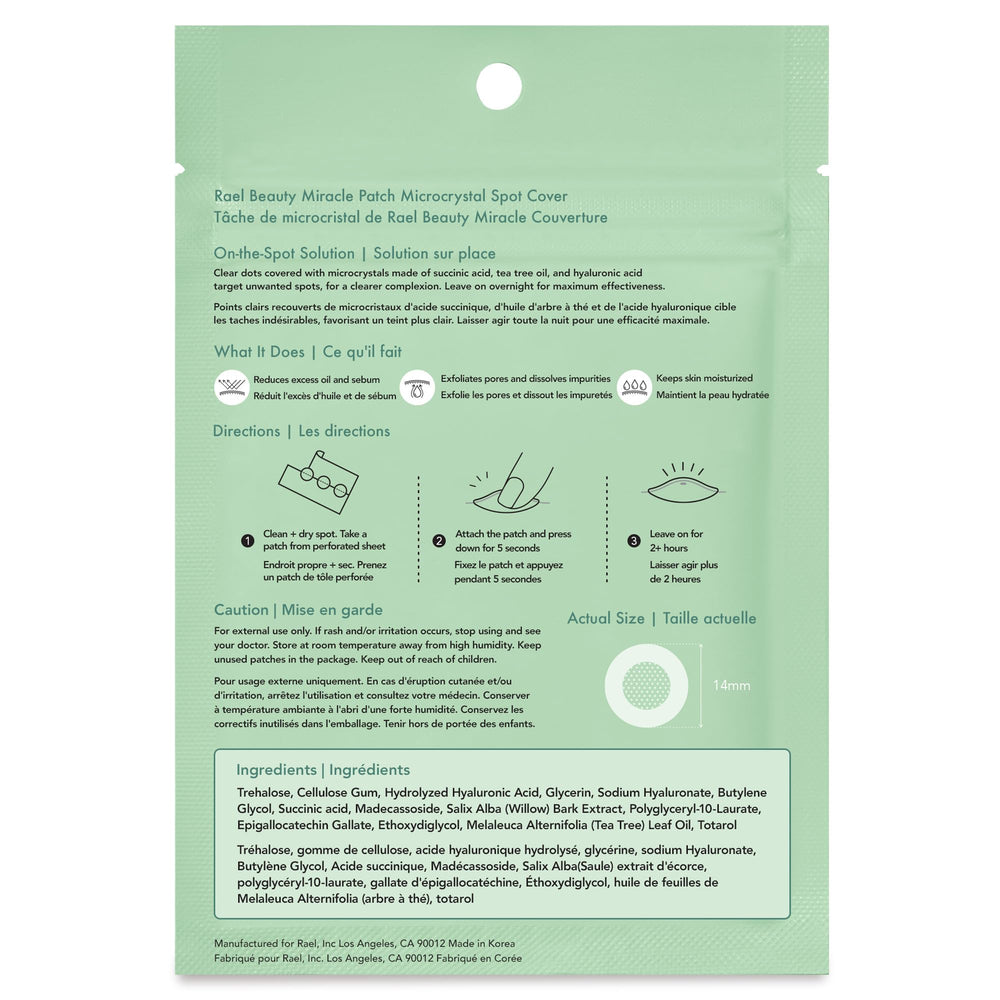 Rael pimple patches strong adhesive shown on early-stage blemish for staying power