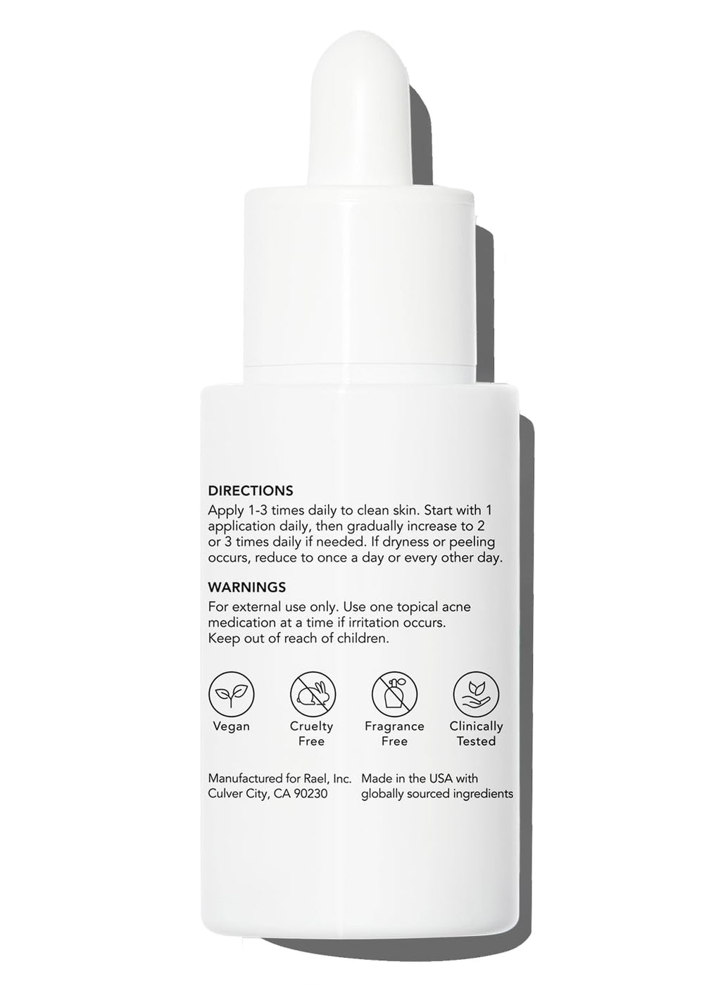 Rael Serum texture closeup demonstrates gentle exfoliation for smoother skin.