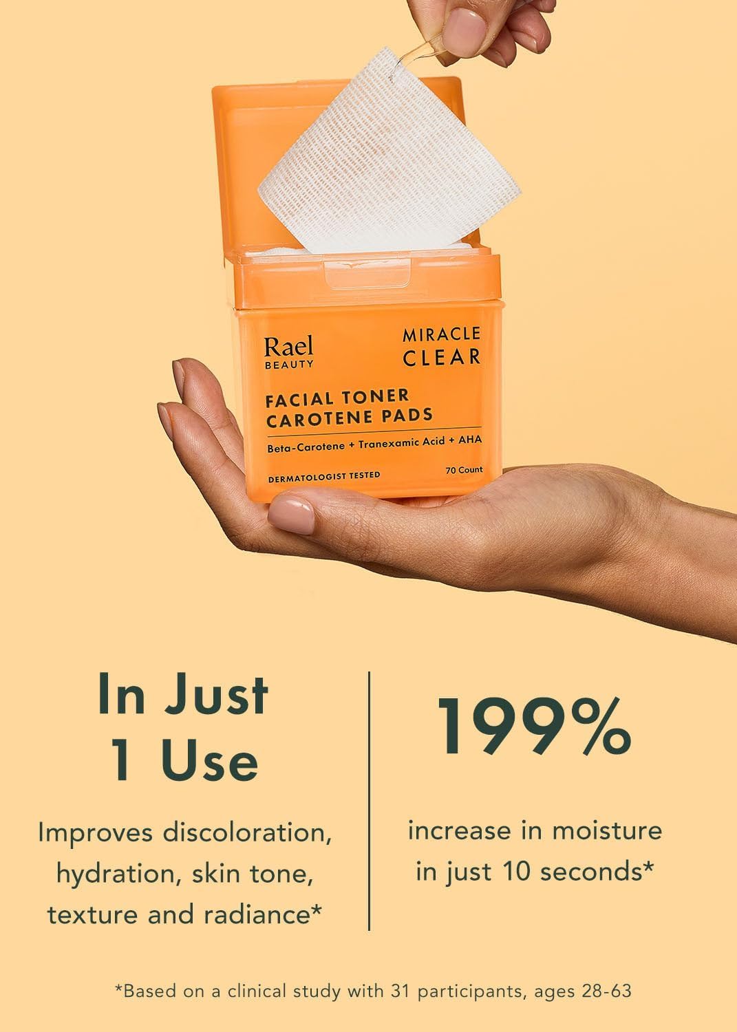 Rael Toner Pads: betacaroteno para brillo facial y tono uniforme