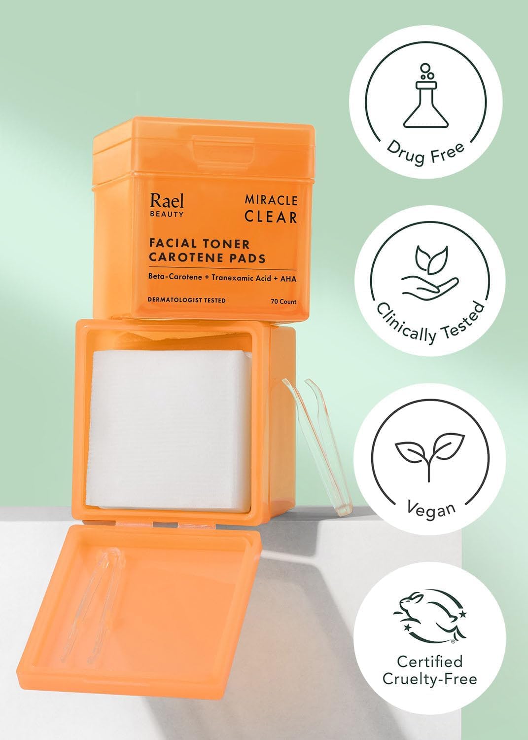 Rael Toner Pads hyaluronic acid hydration across eight types.