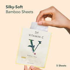 Rael Vitamin C mask sheet soaked with concentrated serum for pampering.