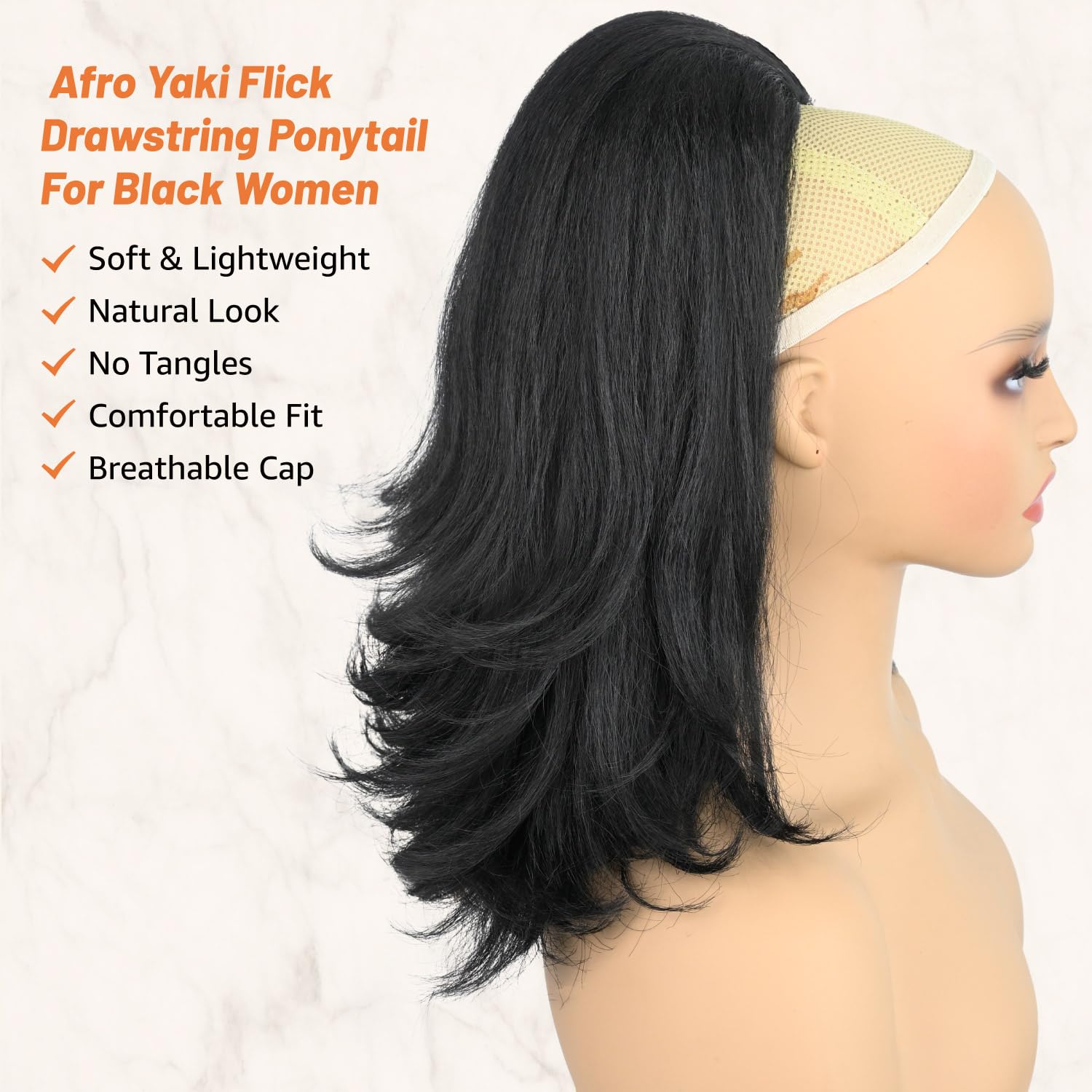 Rafabcici drawstring ponytail texture-yaki blends with blow-dried looks for natural styling.