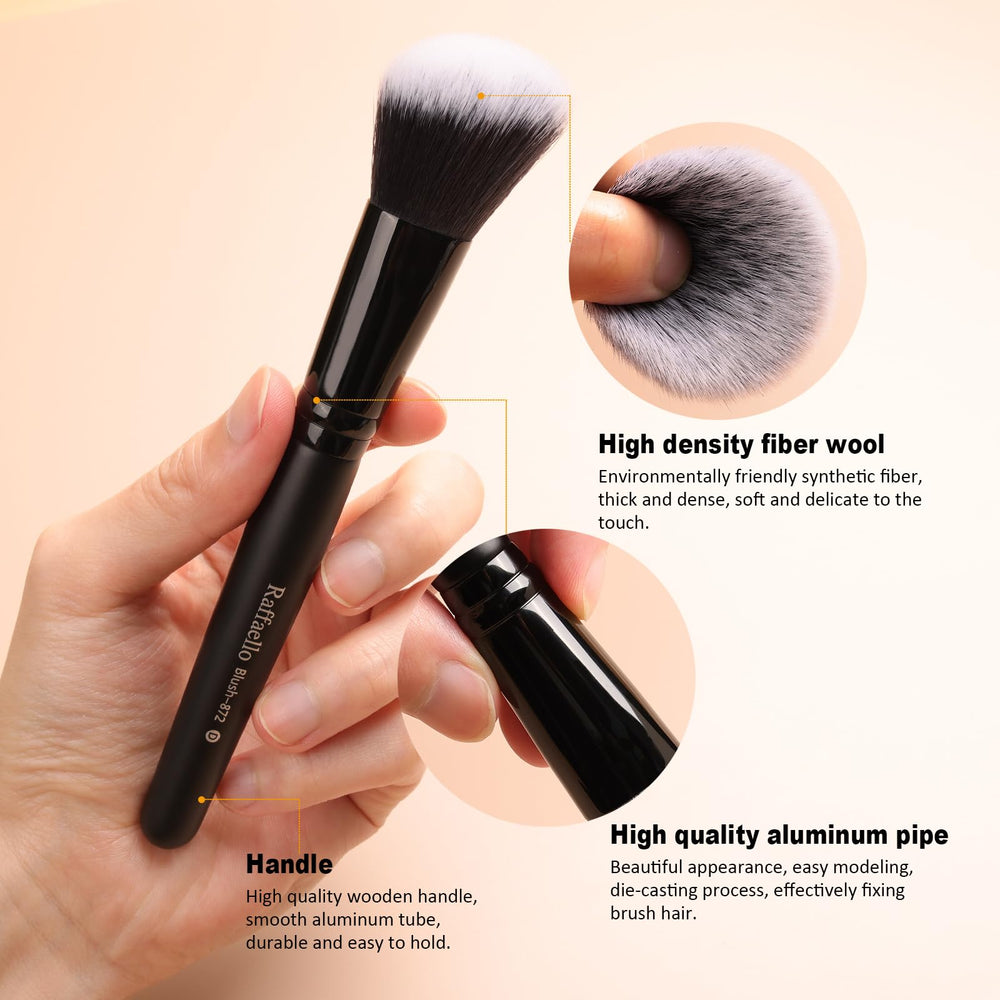 Raffaello wooden-handle makeup brushes offer ergonomic grip for precise application