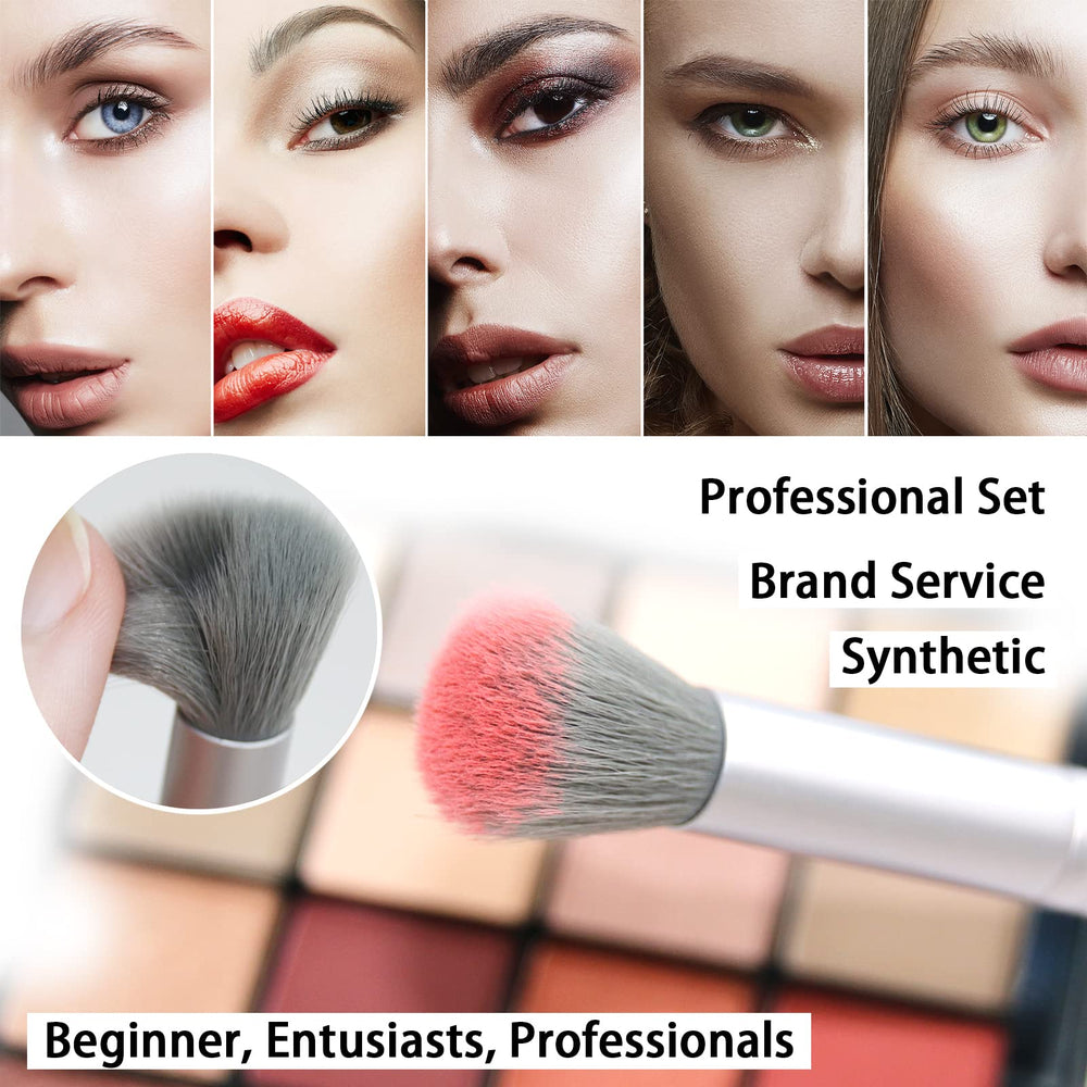 Raffaello ZOREYA 15pc brushes close-up showing soft, durable bamboo charcoal bristles for smooth application.