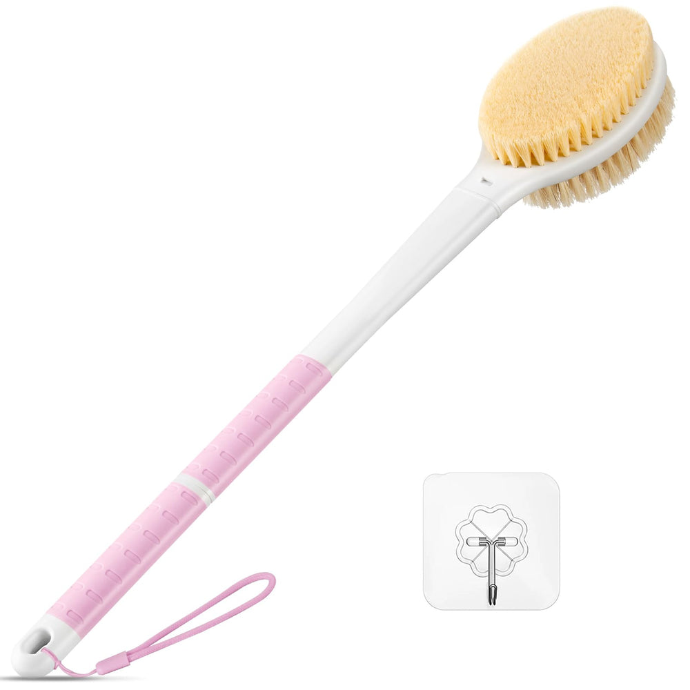 Rafow back scrubber long-handle reaches your back for easy cleaning.
