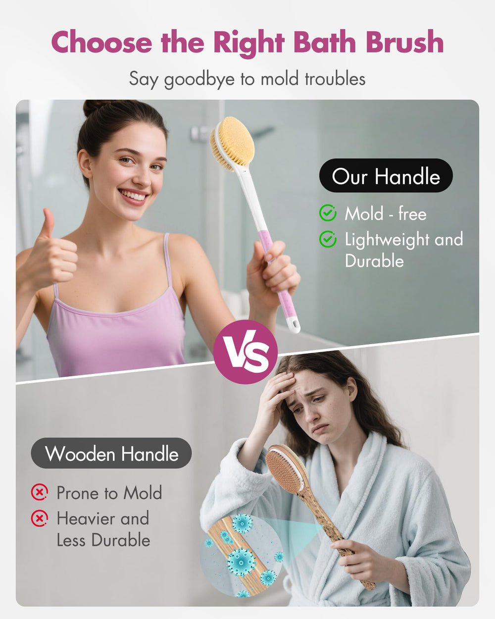 Rafow non-slip grip keeps control in wet showers.