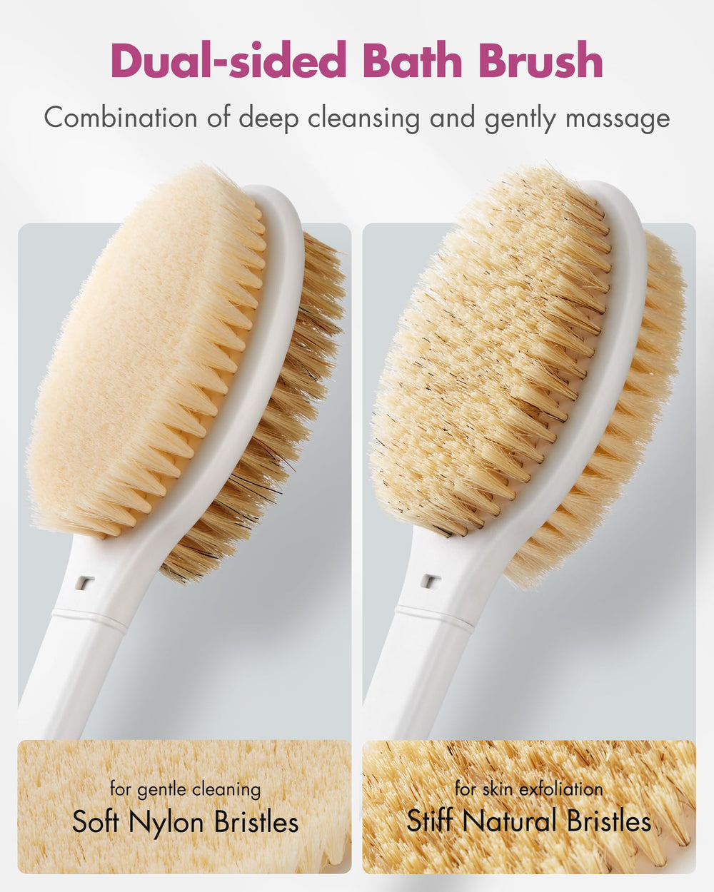 Rafow soft-bristle side creates rich foam for sensitive skin.