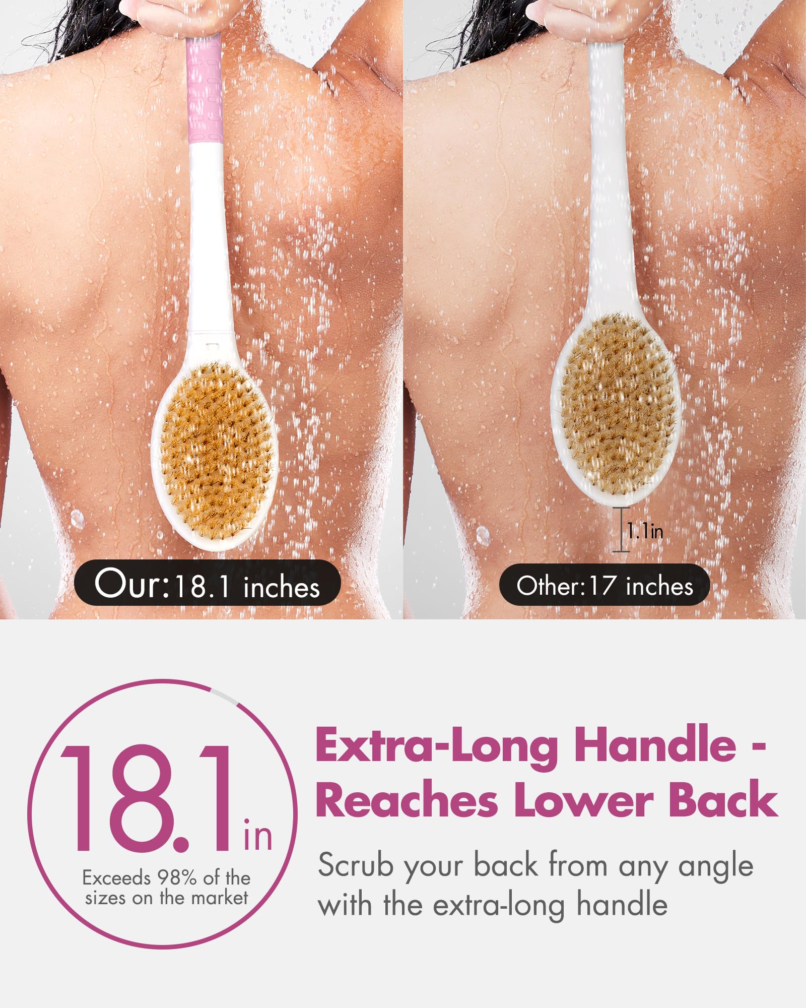 Rafow stiff-bristle side delivers deep clean and exfoliation.