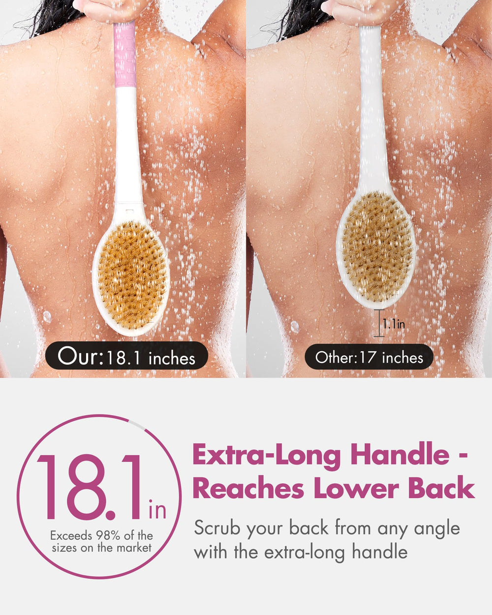 Rafow stiff-bristle side delivers deep clean and exfoliation.