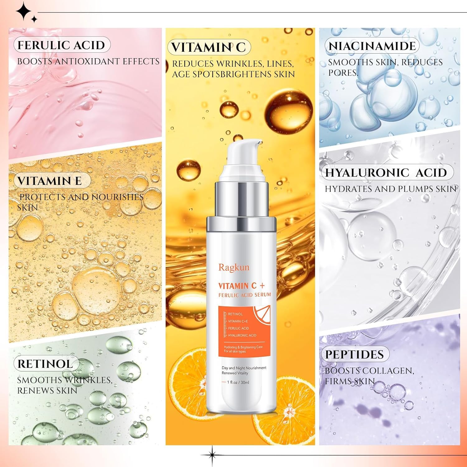 Ragkun Vitamin C serum benefits include brighter tone and smoother texture.