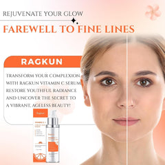 Ragkun Vitamin C Serum highlights Vitamin C, Vitamin E, retinol, ferulic acid, and hyaluronic acid.