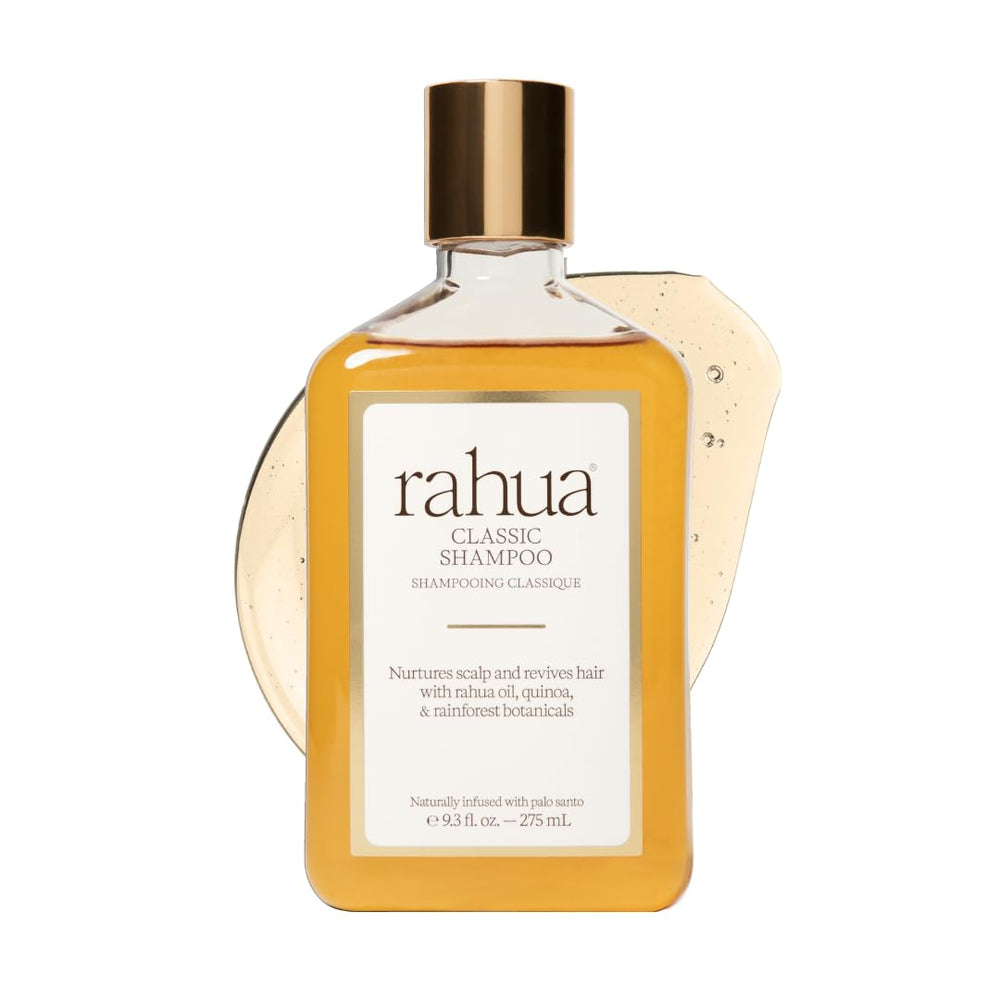 Rahua Classic Shampoo bottle shows gentle cleansing and balanced scalp.