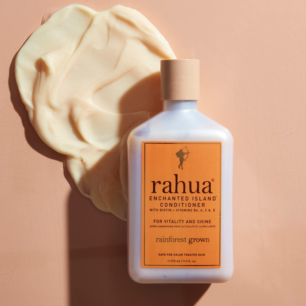 Rahua Enchanted Island fragrance scene evokes guava and coconut tropical ritual.