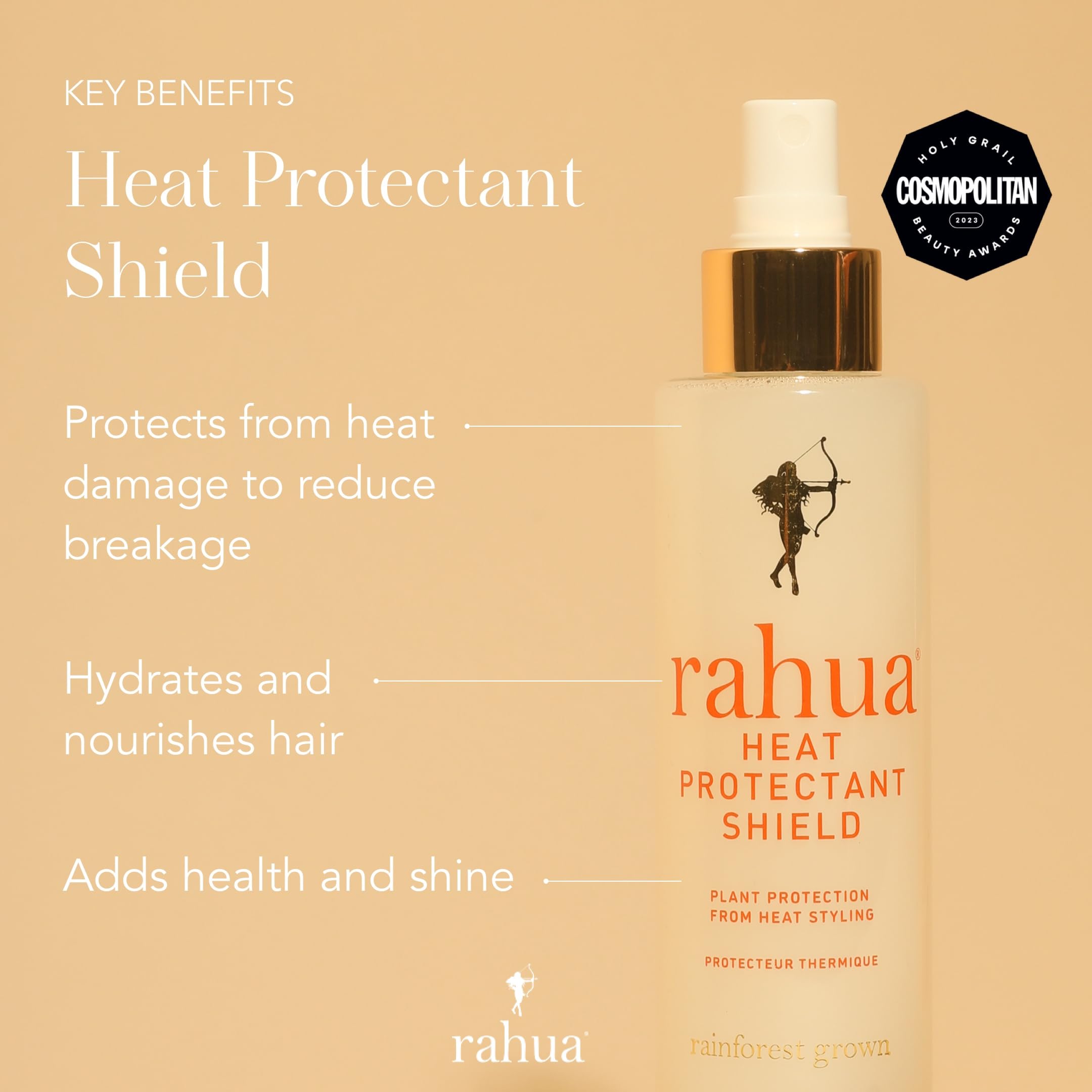 Rahua heat protectant spray mist on damp hair for even coverage
