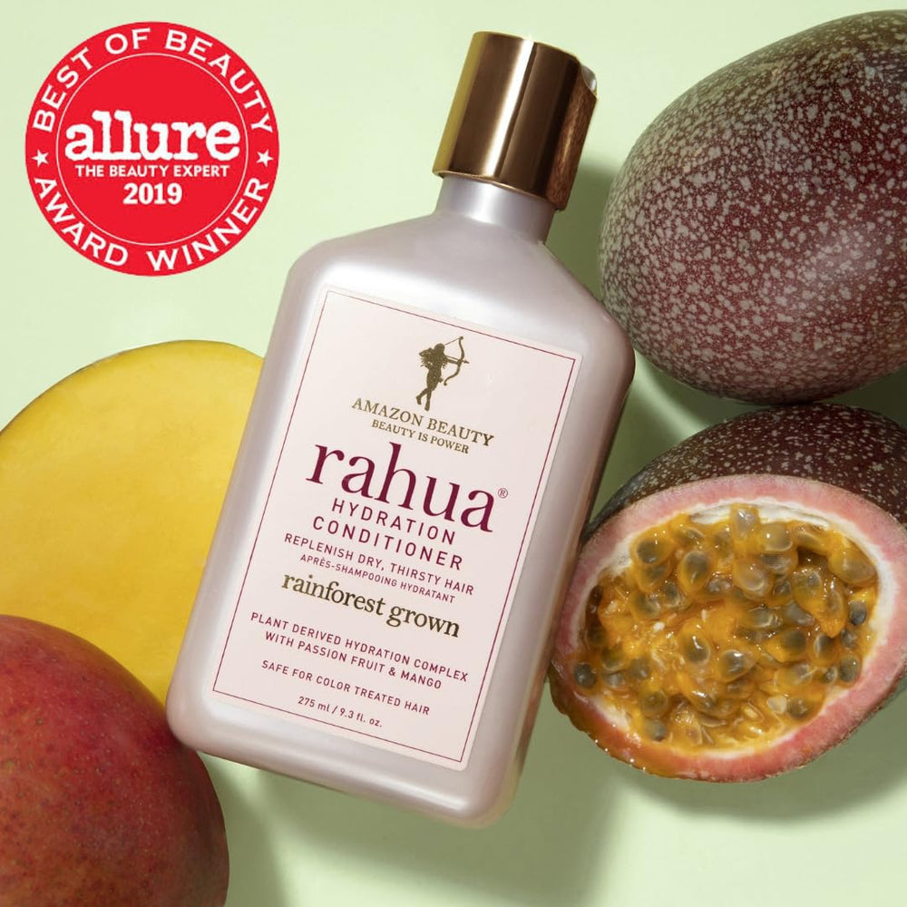 Hair strands after use show smoothness and improved manageability with Rahua conditioner.