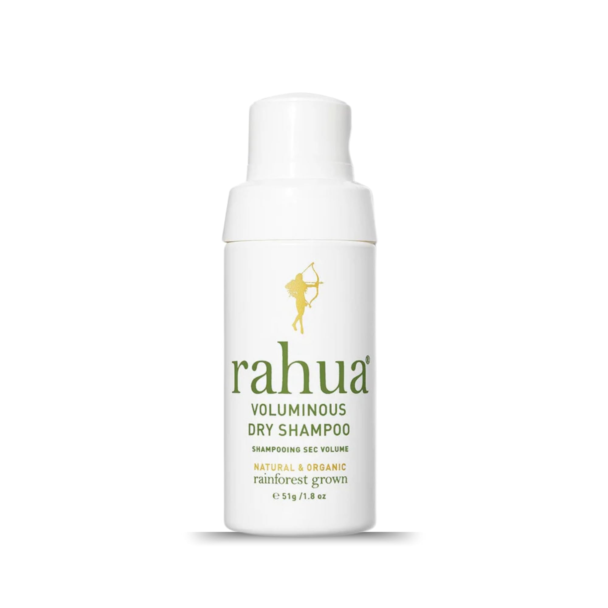 Rahua Voluminous Dry Shampoo bottle pour refreshes roots and adds lift.