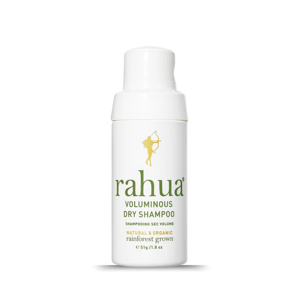 Rahua Voluminous Dry Shampoo bottle pour refreshes roots and adds lift.