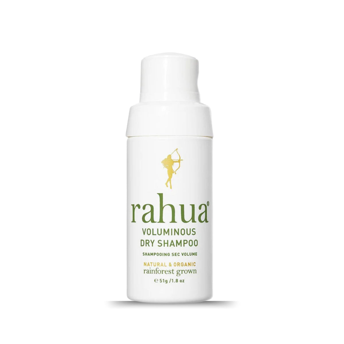 Rahua Voluminous Dry Shampoo bottle pour refreshes roots and adds lift.