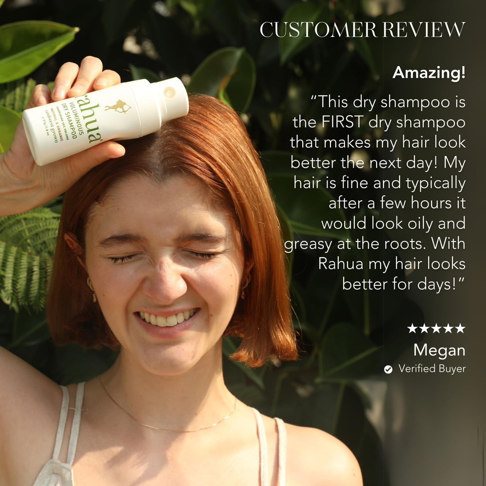 Rahua Voluminous Dry Shampoo subtle botanical scent enhances a fresh experience.