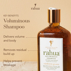 Rahua Voluminous Shampoo with green tea leaves for antioxidant scalp refresh