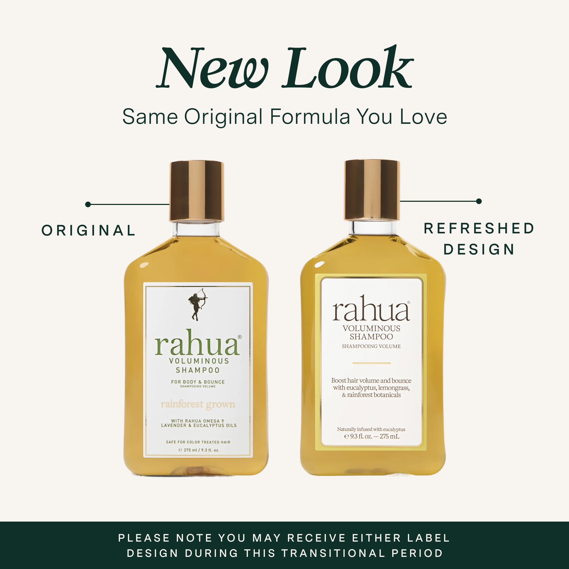 Rahua Voluminous Shampoo label highlights vegan, cruelty-free formula