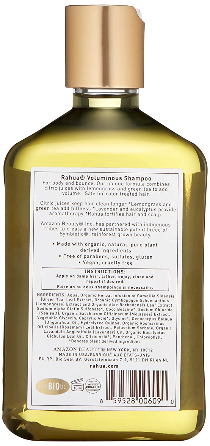 Rahua Voluminous Shampoo pouring in hand for gentle daily cleansing