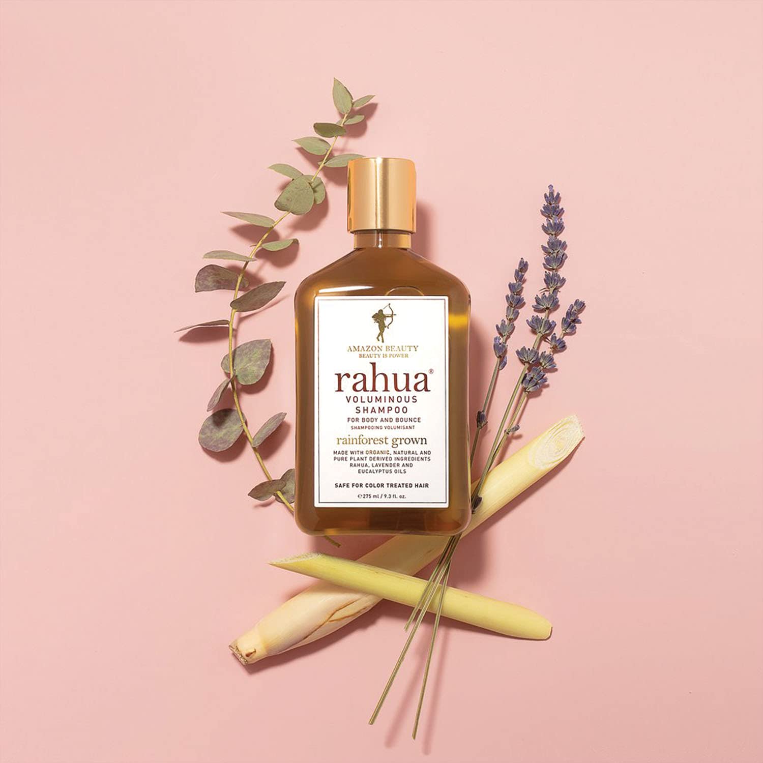 Rahua Voluminous Shampoo sustainability badge highlights rainforest partnership