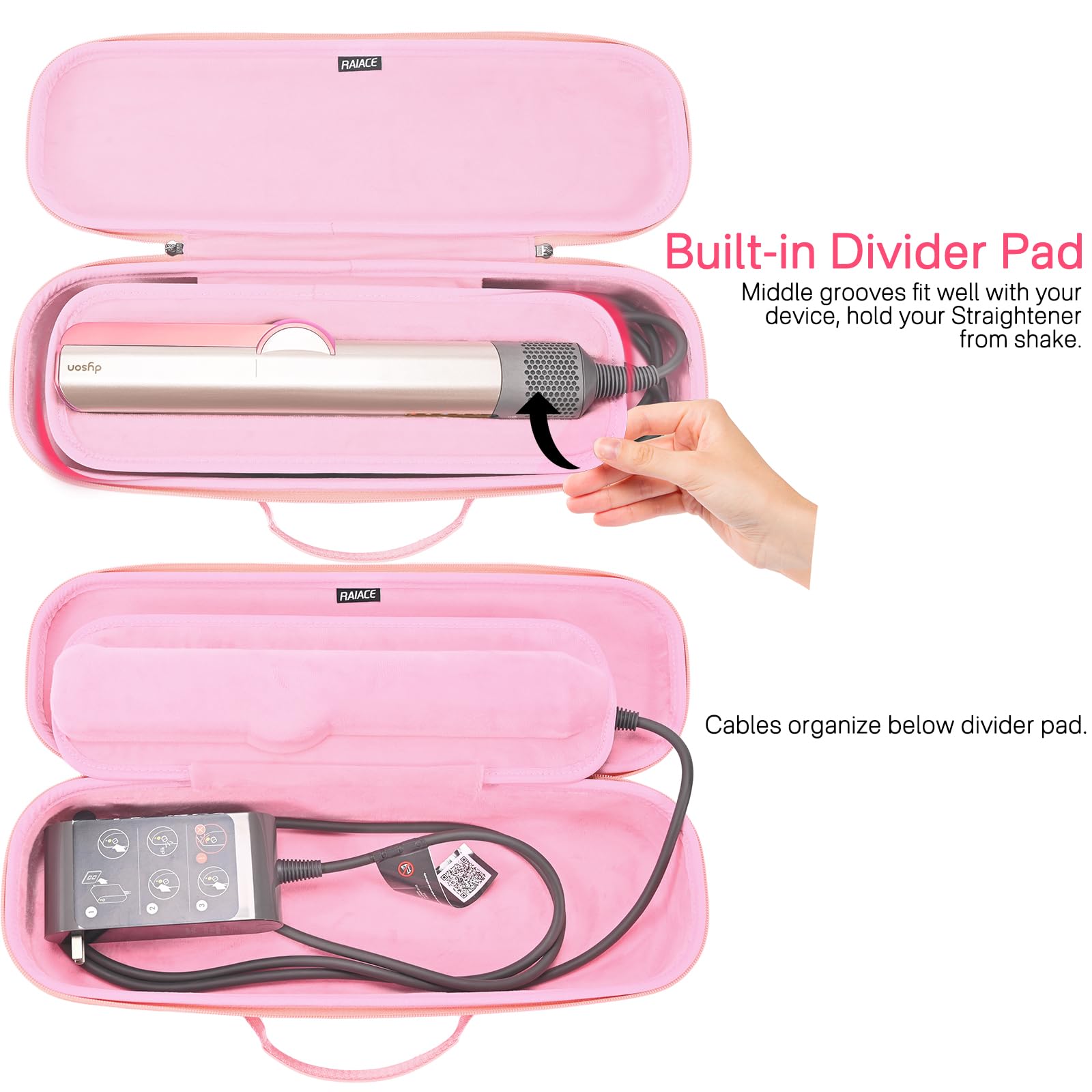 RAIACE Dyson Airstrait case open interior with soft padding