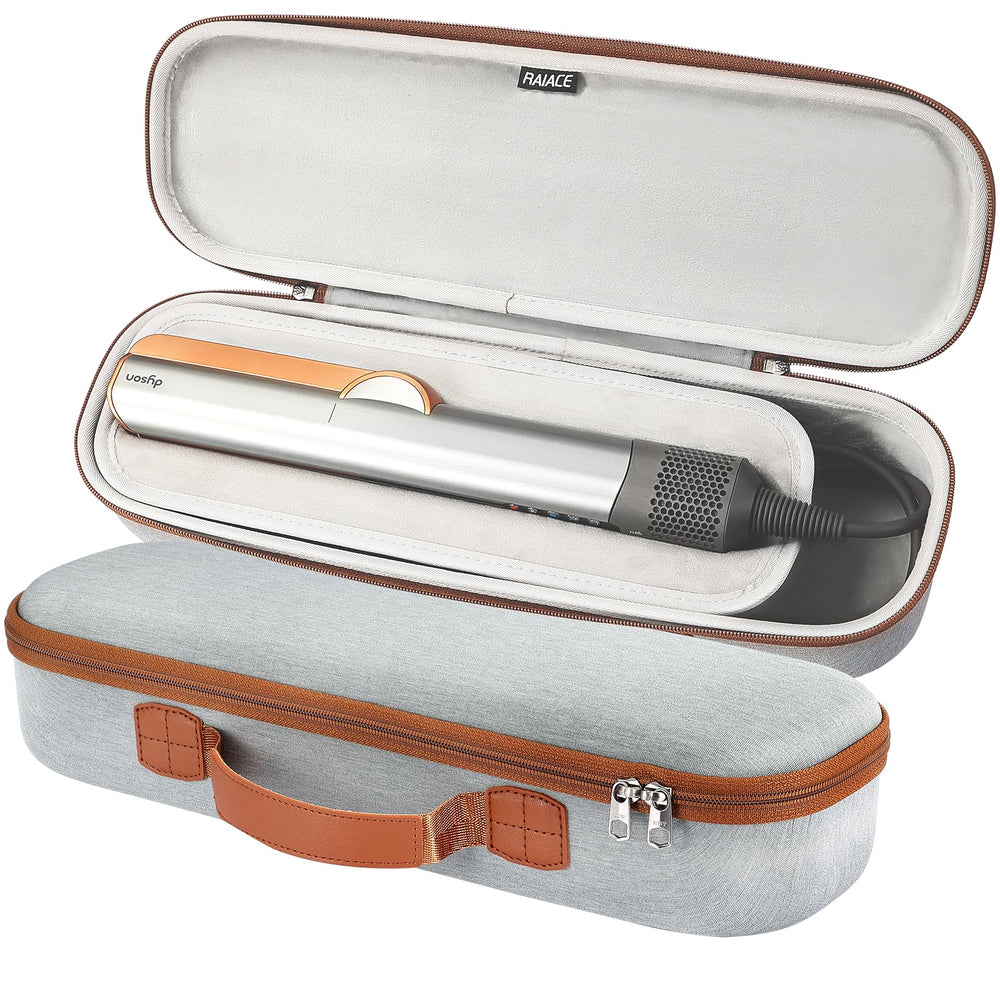 RAIACE hard case for Dyson Airstrait Gray front view shows precise fit for secure travel.