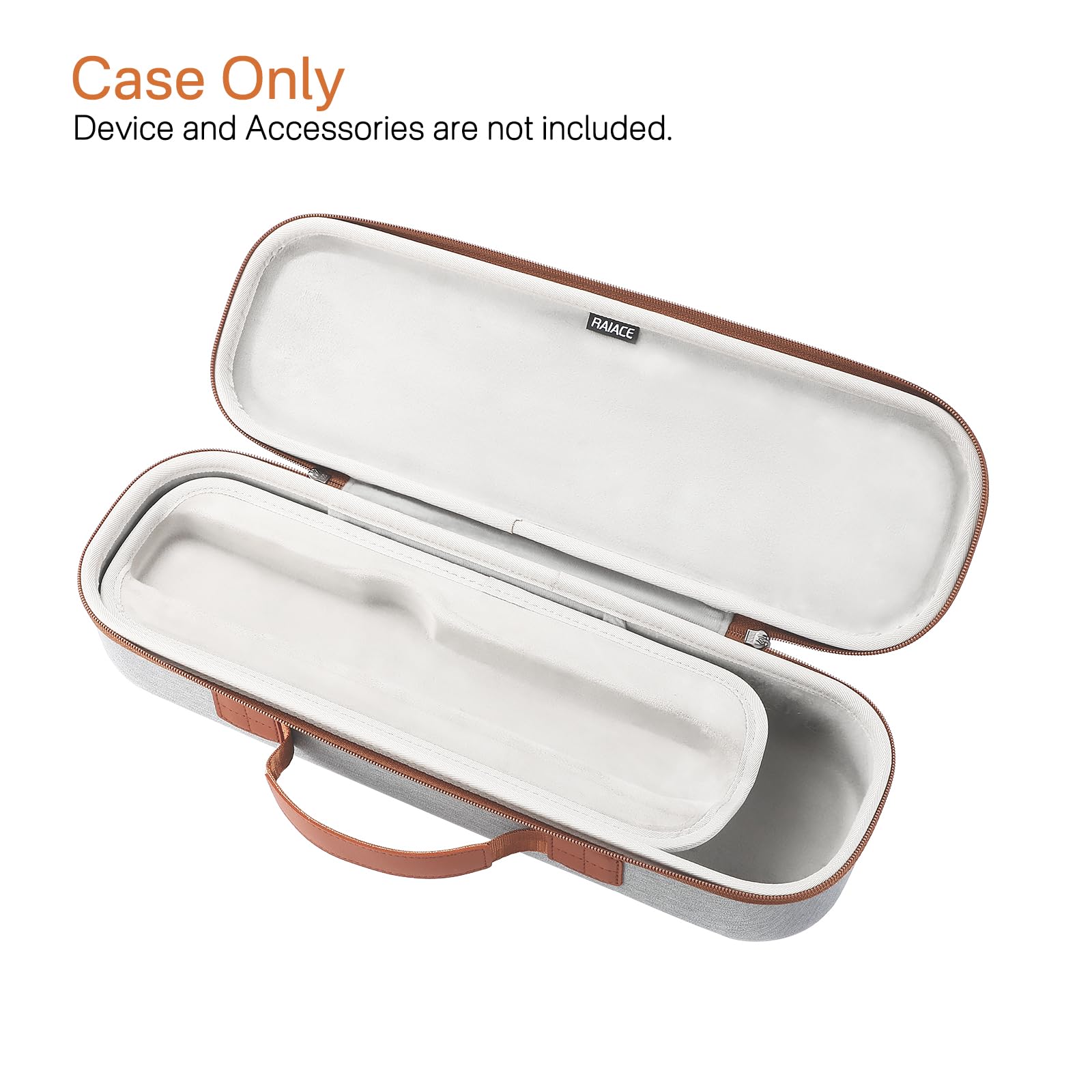 RAIACE hard case Gray features YKK zipper for easy opening and closing.