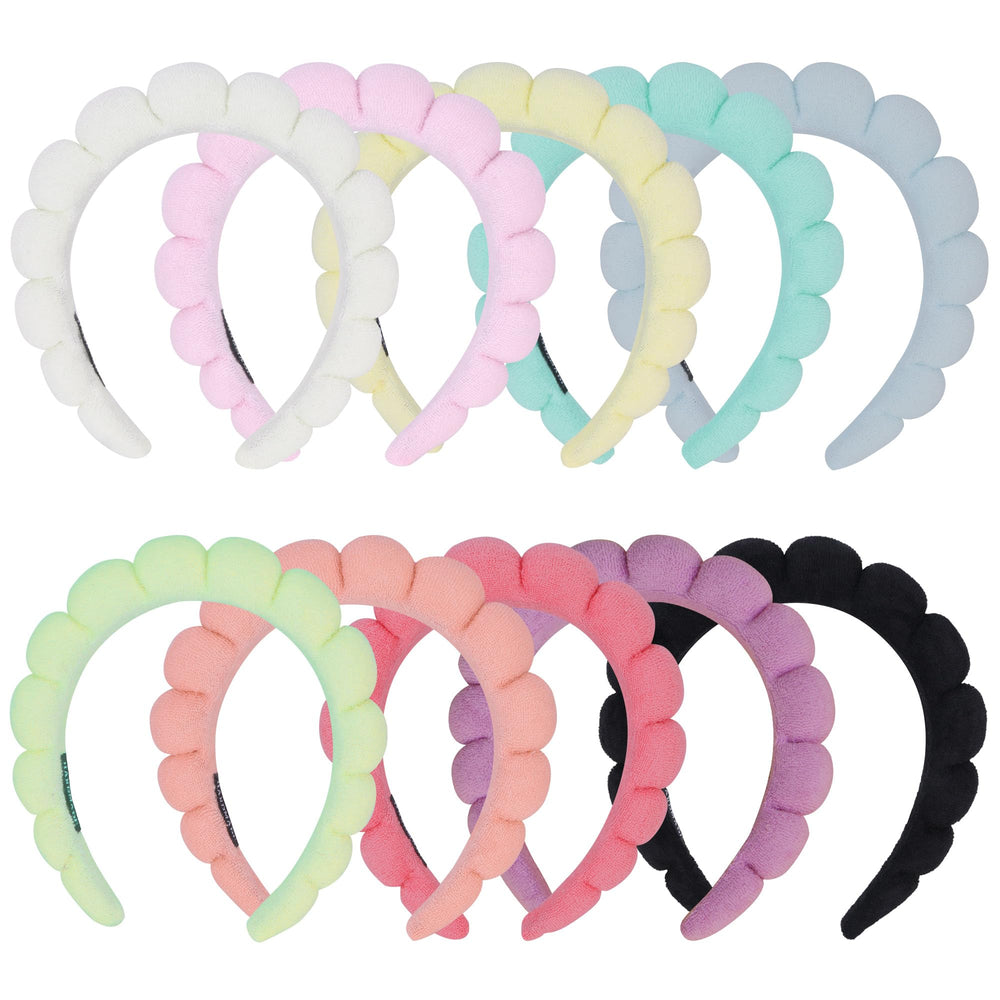 RAISEY spa headband multi-color pack for easy makeup removal and pampering