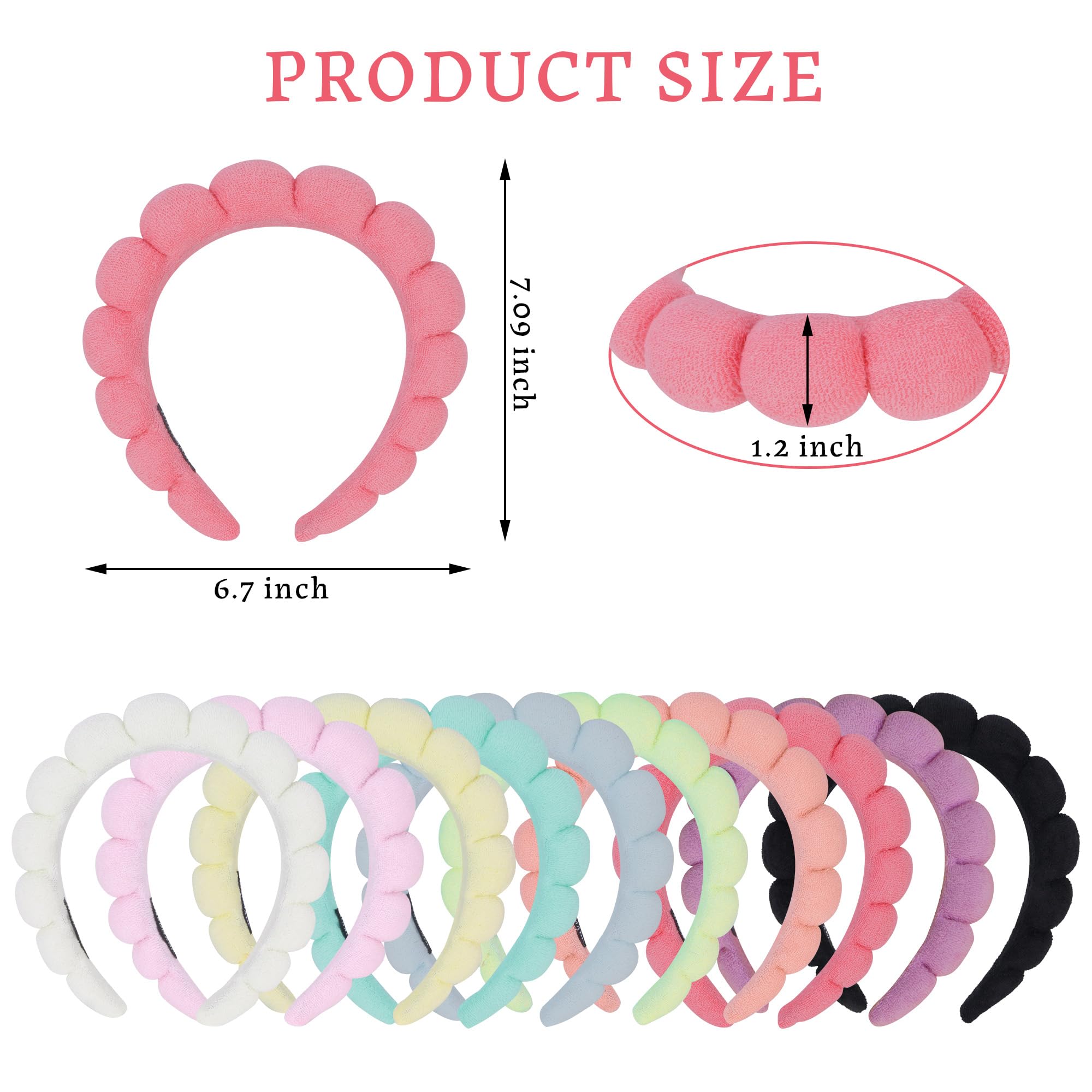 RAISEY spa headband terry cloth material provides gentle skin contact