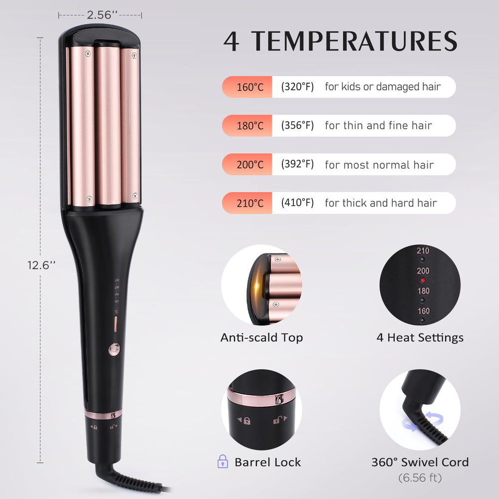 RAKUKOKKU open-design barrel reduces heat buildup for safer styling.