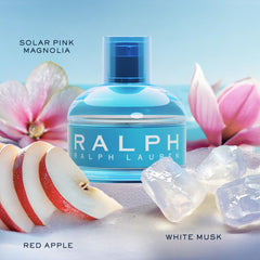 Ralph Lauren Fragrances bottle cap in bright blue highlights playful, everyday wear possibilities.