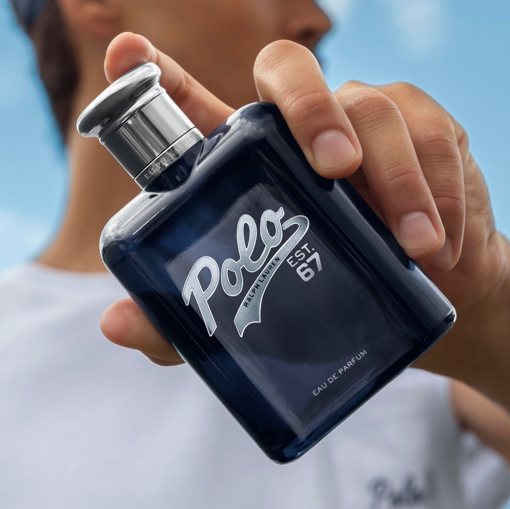 Polo 67 EDP bottle cap close-up with luxury detailing.