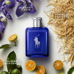 ralph lauren polo blue bottle-side view highlights a sleek cobalt design.