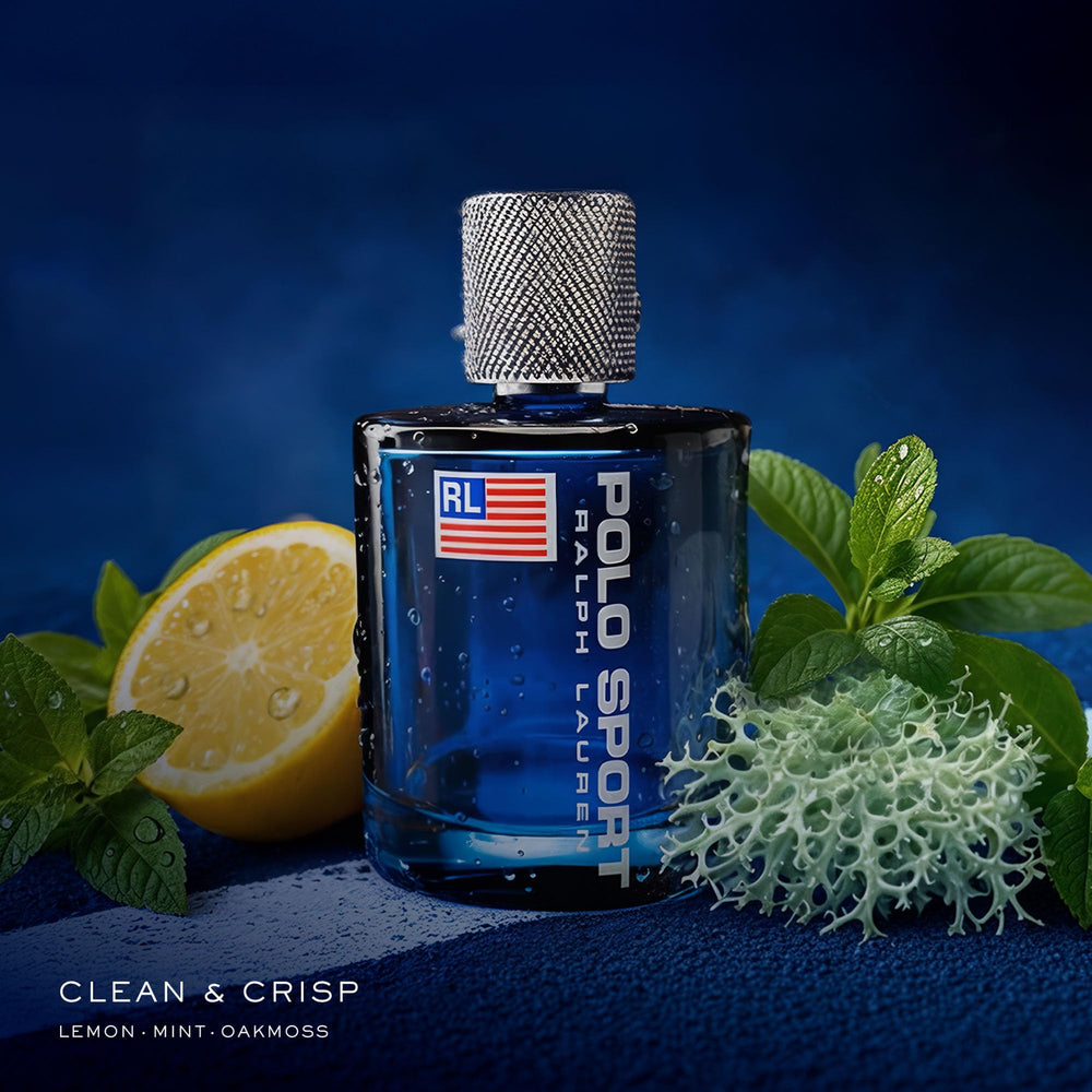 Ralph Lauren Fragrances Polo Sport lemon citrus closeup highlights bright, energizing morning scent.