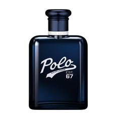 Ralph Lauren Polo 67 bottle in focus, hints of pineapple and bergamot for daytime confidence.