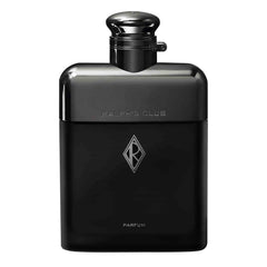Ralphs Club Parfum bottle closeup highlights bold, woody-ambery aroma for evening prestige.