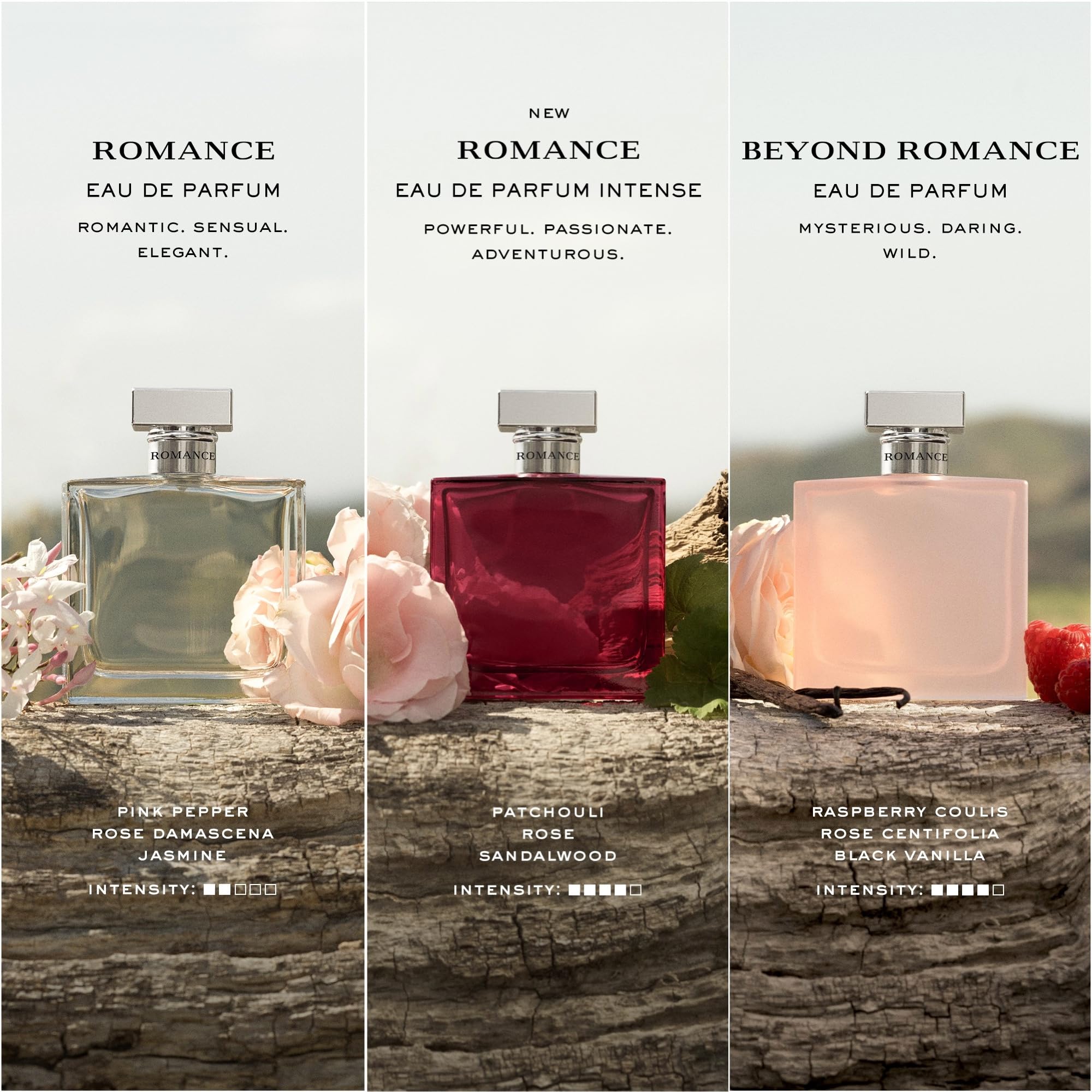 Ralph Lauren Romance Intense box close-up reveals luxurious branding and texture