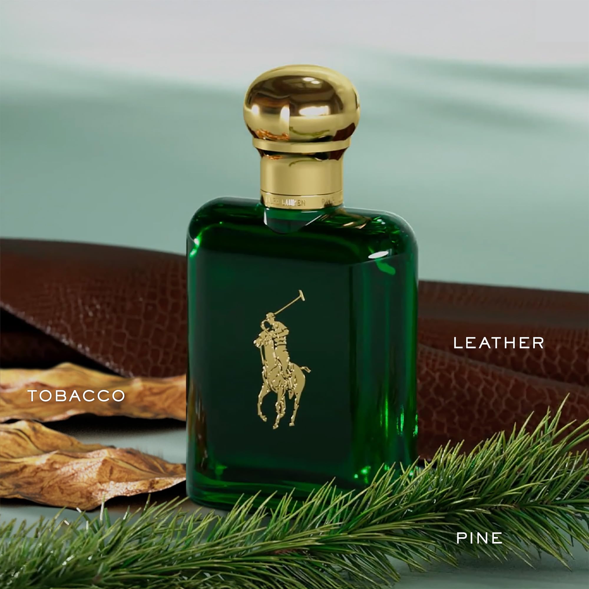 Polo EDT closeup leather texture hints at rugged sophistication and leather notes