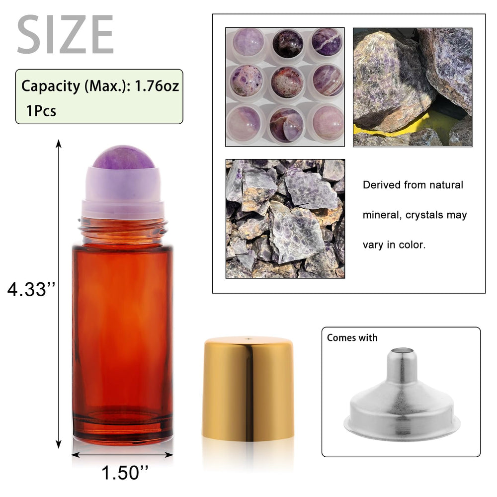 RAMFIYN large amber glass roll-on bottle close-up showing 50ml capacity