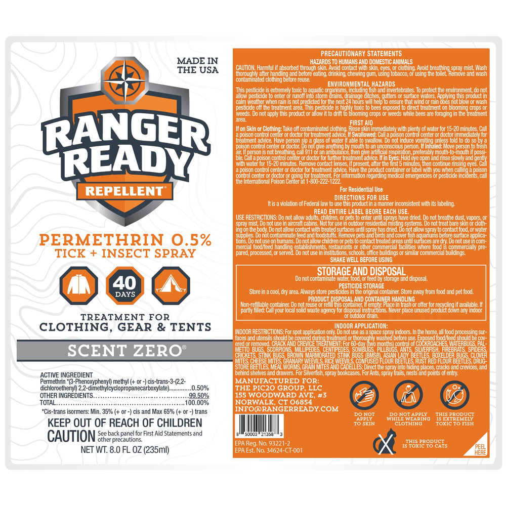 Ranger Ready spray on gear safeguards tents and sleeping gear.