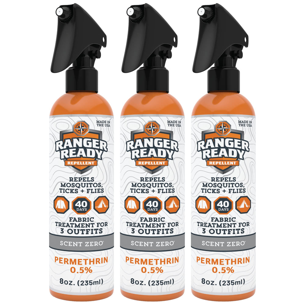 Ranger Ready Permethrin Scent Zero 8oz bottle ready for outdoor protection against ticks
