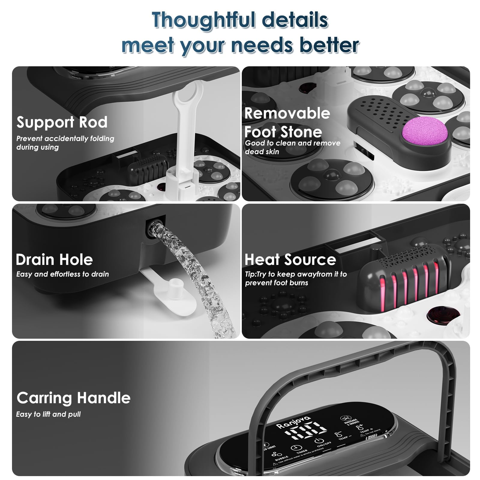 Ranjova foot spa features 24 motorized massage balls for foot stimulation